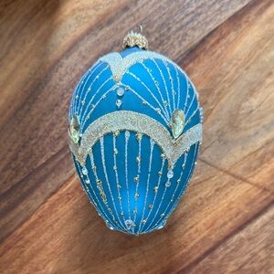 NWT Pixen Elegant Blue and Gold Holiday Ornament